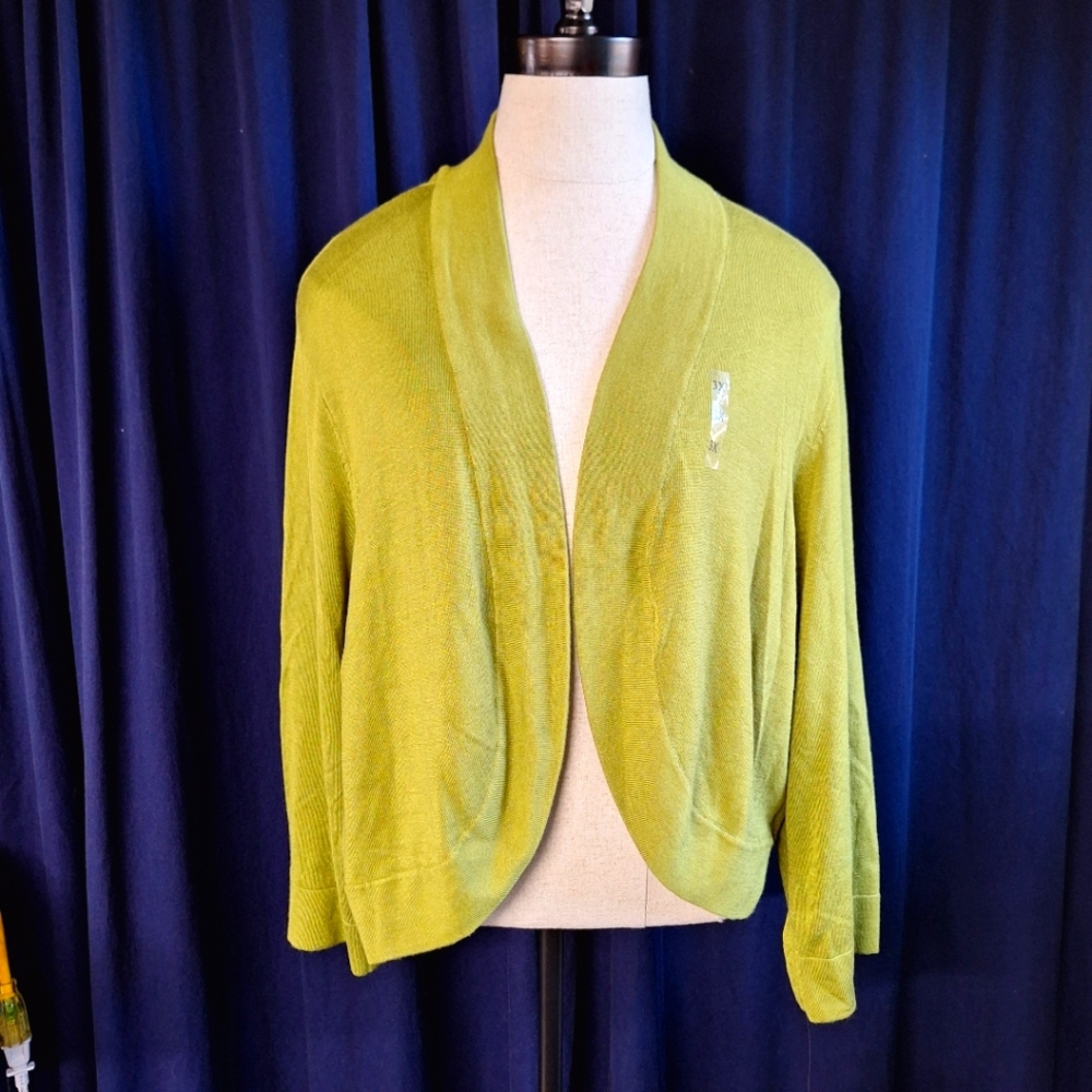 Jessica Howard Woman "Avocado" Open Front Cardigan, Size 3X Style#JH2W6713, NWT